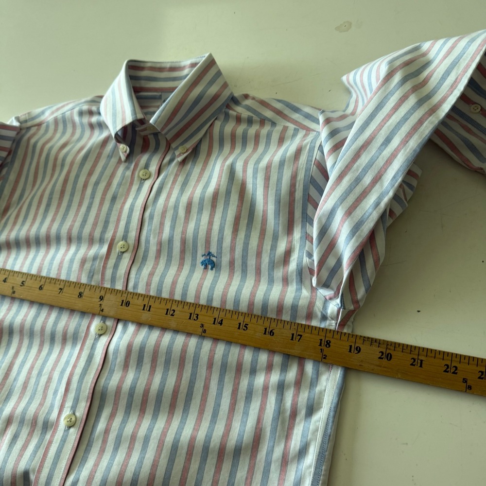 Brooks Brothers XS Regular Non-Iron Stretch Striped Button Down Shirt Red Blue - Picture 5 of 7